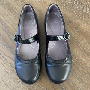 Dansko Shoes Women Size 37 6.5 Black Misty Nappa Mary Jane Comfort Leather Strap
